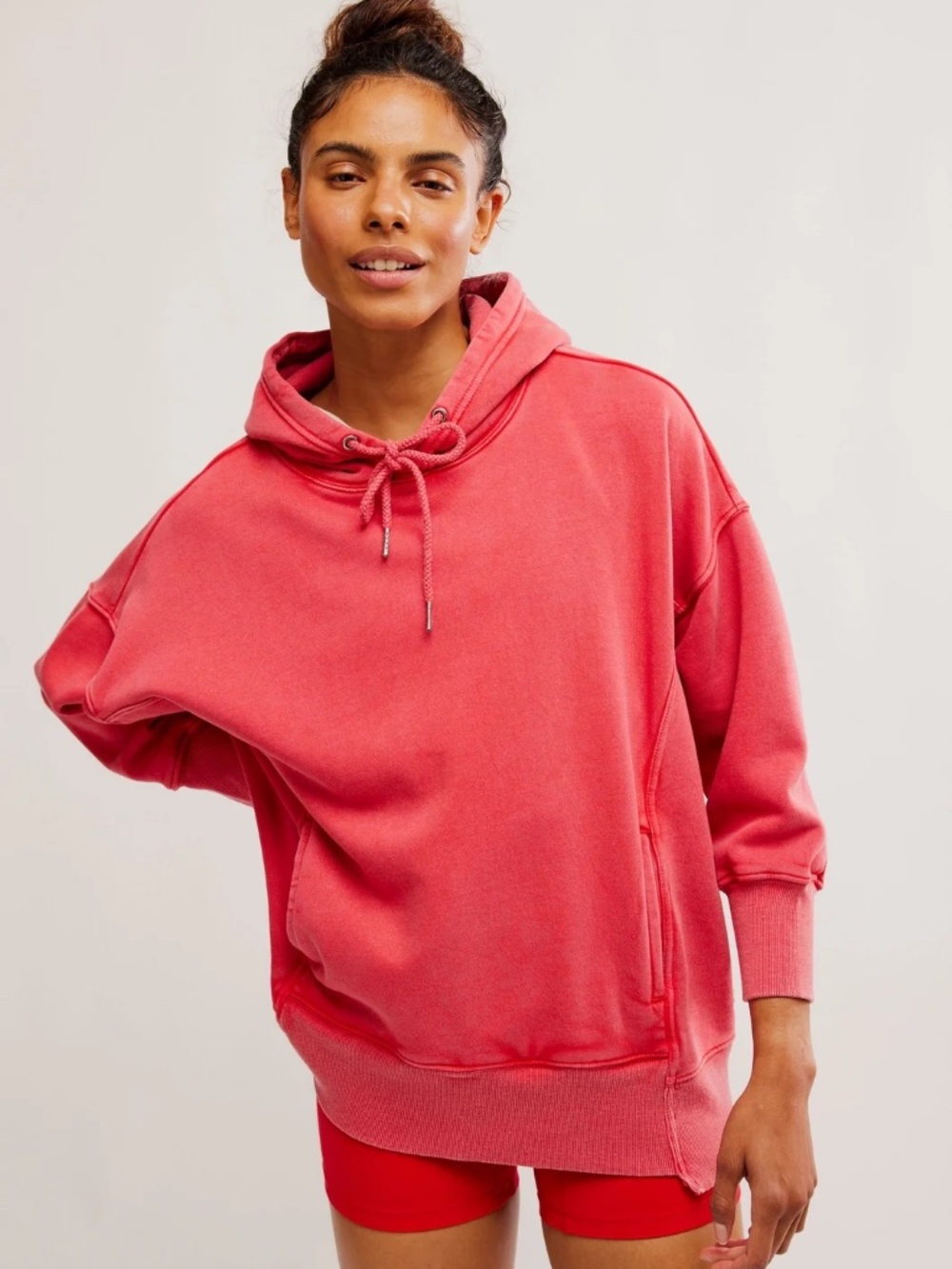Free People Movement Sprint To The Finish Hoodie Red - Size M